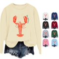 thumbnail image 1 of Trendfront Womens Everyday Lobster Graphic Sweatshirt Crewneck Long Sleeve Relaxed Fit Casual Fall Coastal Pullover Sweater Tops, 1 of 4