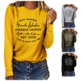 thumbnail image 1 of Trendfront Womens Faith Slogan Graphic T Shirts Crewneck Long Sleeve Religious Print Casual Fall Tee Tops for Women, 1 of 4