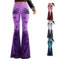 thumbnail image 1 of Trendfront Womens Flare Pants Halloween Bat Claw Graphic Print High Waist Bell Bottom Lace Gothic Trousers, 1 of 5