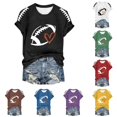 thumbnail image 1 of Trendfront Womens Football Graphic T Shirts Crewneck Short Raglan Sleeve Game Day Heart Print Sports Fan Casual Tee Tops, 1 of 4