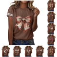 thumbnail image 1 of Trendfront Womens Football Heart Graphic T Shirts Crewneck Short Sleeve Sports Print Relaxed Fit Game Day Casual Tee Tops, 1 of 4
