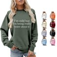 thumbnail image 1 of Trendfront Womens Funny Quote Sweatshirts Crewneck Long Sleeve Im Cold But Im Being Really Brave About It Text Print Casual Cozy Fall Pullover Tops, 1 of 4