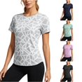 thumbnail image 1 of Trendfront Womens Geometric Pattern T Shirts Crew Neck Short Sleeve All Over Abstract Print Athletic Performance Gym Workout Activewear Top, 1 of 6