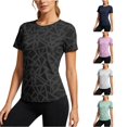 thumbnail image 1 of Trendfront Womens Geometric Pattern T Shirts Crew Neck Short Sleeve All Over Abstract Print Athletic Performance Gym Workout Activewear Top, 1 of 6