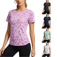 thumbnail image 1 of Trendfront Womens Geometric Pattern T Shirts Crew Neck Short Sleeve All Over Abstract Print Athletic Performance Gym Workout Activewear Top, 1 of 6