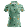 thumbnail image 1 of Trendfront Womens Golf Print Polo Shirts Collared Short Sleeve Palm Tree Celestial Casual Summer Tops Match Day Outfit, 1 of 2