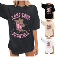 thumbnail image 1 of Trendfront Womens Graphic T Shirt Crewneck Short Sleeve Western Country Lets Go Girls Cowgirl Boots Print Oversized Tee Shirts, 1 of 4