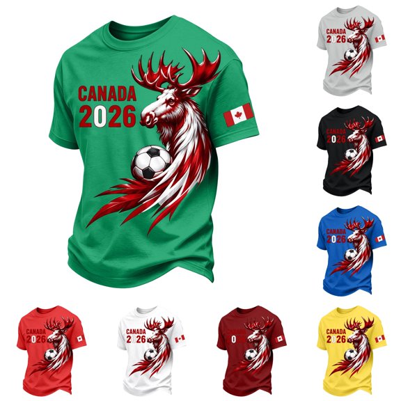 Trendfront Womens Graphic T Shirts Crewneck Short Sleeve Canada 2026 Moose Soccer Ball Print Flag Country Pride Casual Football Fan Summer Tee Tops