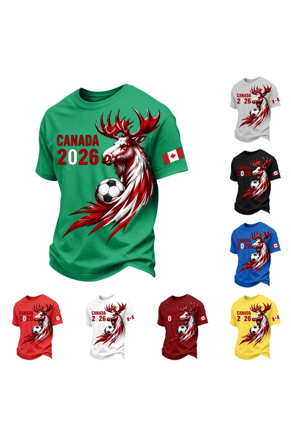 Womens Graphic T Shirts Crewneck Short Sleeve Canada 2026 Moose Soccer Ball Print Flag Country Pride Casual Football Fan Summer Tee Tops