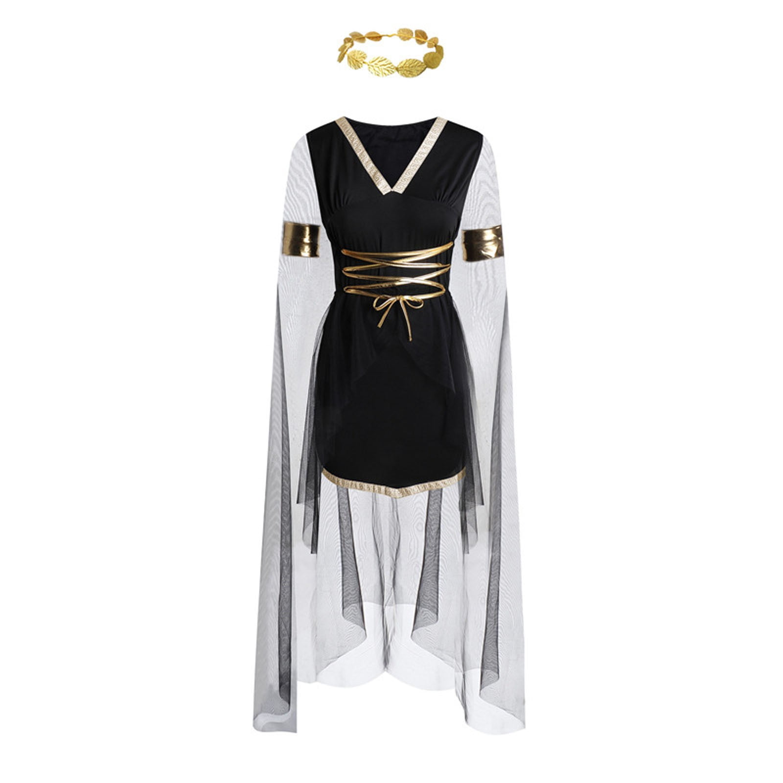 Trendfront Womens Greek Goddess Costume 4 Piece V Neck Dress with Sheer ...