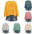 thumbnail image 1 of Trendfront Womens Halloween Growing A Little Pumpkin Sweatshirt Long Sleeve Graphic Crewneck Fall Theme Pumpkin Print Pullover Top, 1 of 3
