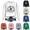 thumbnail image 1 of Trendfront Womens Halloween Witches Brew Coffee Crewneck Long Sleeve Graphic Print Letter Print Fall Theme Top Pullover Sweatshirt, 1 of 4