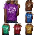 thumbnail image 1 of Trendfront Womens Heart Football Graphic T Shirts Crewneck Short Sleeve Sparkle Sports Casual Tee Tops Sports Fan Everyday Wear, 1 of 5
