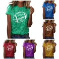 thumbnail image 1 of Trendfront Womens Heart Football Graphic T Shirts Crewneck Short Sleeve Sparkle Sports Casual Tee Tops Sports Fan Everyday Wear, 1 of 5
