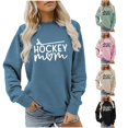 thumbnail image 1 of Trendfront Womens Hockey Mom Graphic Print Crewneck Sweatshirt Long Sleeve Sports Fan Game Day Apparel Pullover Sweatshirt, 1 of 4