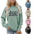thumbnail image 1 of Trendfront Womens Hockey Mom Graphic Print Crewneck Sweatshirt Long Sleeve Sports Fan Game Day Apparel Pullover Sweatshirt, 1 of 4