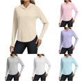 thumbnail image 1 of Trendfront Womens Hooded Athletic T Shirts Long Sleeve Curved Hem Thumbhole Loose Fit Workout Running Yoga Tee Tops, 1 of 5