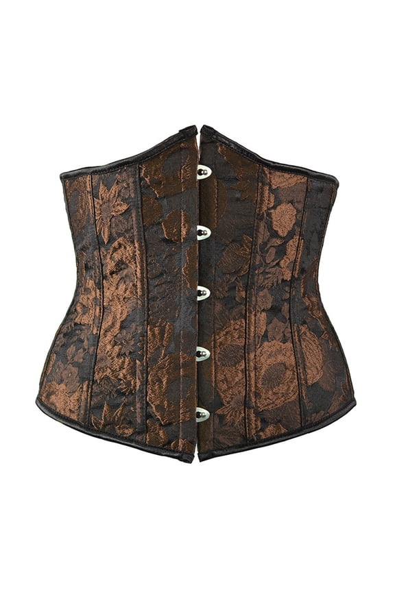 Womens Jacquard Corset Waist Cincher Front Hook Closure Floral Pattern Shaping Belt Tummy Control Bustier Style