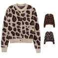 thumbnail image 1 of Trendfront Womens Leopard Print Cardigan Sweater Long Sleeve Button Front Knit Jacket Crewneck Casual Animal Pattern Cropped Outerwear, 1 of 4