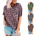 thumbnail image 1 of Trendfront Womens Leopard Print T Shirts With Cheetah Print Accent Crewneck Short Sleeve Relaxed Fit Casual Summer Everyday Animal Graphic Tee Tops, 1 of 8