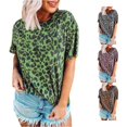 thumbnail image 1 of Trendfront Womens Leopard Print T Shirts With Cheetah Print Accent Crewneck Short Sleeve Relaxed Fit Casual Summer Everyday Animal Graphic Tee Tops, 1 of 8