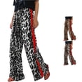 thumbnail image 1 of Trendfront Womens Leopard Print Wide Leg Pants Elastic Drawstring Waist Red Side Stripe Cheetah Print Full Length Loose Fit Casual Bottoms, 1 of 6