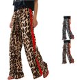 thumbnail image 1 of Trendfront Womens Leopard Print Wide Leg Pants Elastic Drawstring Waist Red Side Stripe Cheetah Print Full Length Loose Fit Casual Bottoms, 1 of 6