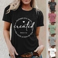 thumbnail image 1 of Trendfront Womens Letter Graphic Tops Crewneck Casual Short Sleeve Loose Fit Tee Trendy Fashion T Shirts Relaxed Pullover Daily Clothing, 1 of 5