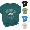 thumbnail image 1 of Trendfront Womens Los Angeles T Shirt California Palm Tree Print Short Sleeve Crew Neck Casual Travel Graphic Tees, 1 of 4