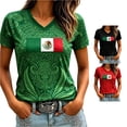 thumbnail image 1 of Trendfront Womens Mexico Flag Graphic T Shirts V Neck Short Sleeve Aztec Pattern Country Pride Football Fan Casual Tee Tops, 1 of 4