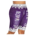 thumbnail image 1 of Trendfront Womens Mid Rise Shorts Distressed Denim Print Lace Patchwork Graphic Stretch Casual Summer Bermuda Shorts, 1 of 5