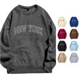 thumbnail image 1 of Trendfront Womens New York Graphic Sweatshirt Long Sleeve Crewneck Letter Print Sleepless City Theme Pullover Top, 1 of 6