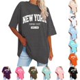 thumbnail image 1 of Trendfront Womens New York Graphic T Shirt Oversized Retro State Letter Print Crewneck Short Sleeve Summer Fashion Casual Slouchy Tops, 1 of 4