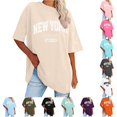 thumbnail image 1 of Trendfront Womens New York Letter Graphic T Shirts Crewneck Short Sleeve Oversized Retro Print Relaxed Fit Casual Summer Tee Tops, 1 of 4