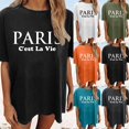thumbnail image 1 of Trendfront Womens Paris Letter Graphic Oversized T Shirts Crewneck Drop Shoulder Tops Trendy Fashion Tee Relaxed Pullover Streetwear, 1 of 5