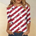 thumbnail image 1 of Trendfront Womens Patriotic Graphic T Shirts Crewneck 3/4 Sleeve Distressed Stripe Print 250th Anniversary American Flag 4th Of July Casual Tee Tops, 1 of 4