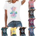 thumbnail image 1 of Trendfront Womens Pineapple T Shirts Crewneck Short Sleeve Graphic Tropical Beach Sunglasses Print Casual Vacation Summer Tee Tops, 1 of 4