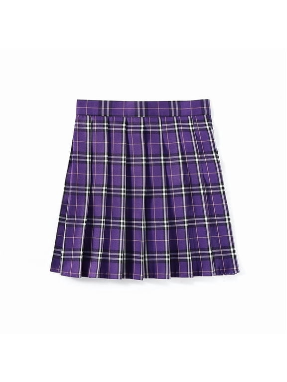 Womens Plaid Pleated Skirt High Waist Short A Line Mini Skirt Check Pattern Casual Everyday Bottoms