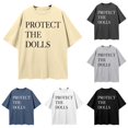 thumbnail image 1 of Trendfront Womens Protect The Dolls Graphic T Shirt Letters Print Crewneck Short Sleeve Tee Oversized Loose Fit Streetwear Casual Summer Tops, 1 of 3