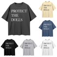 thumbnail image 1 of Trendfront Womens Protect The Dolls Graphic T Shirt Letters Print Crewneck Short Sleeve Tee Oversized Loose Fit Streetwear Casual Summer Tops, 1 of 3