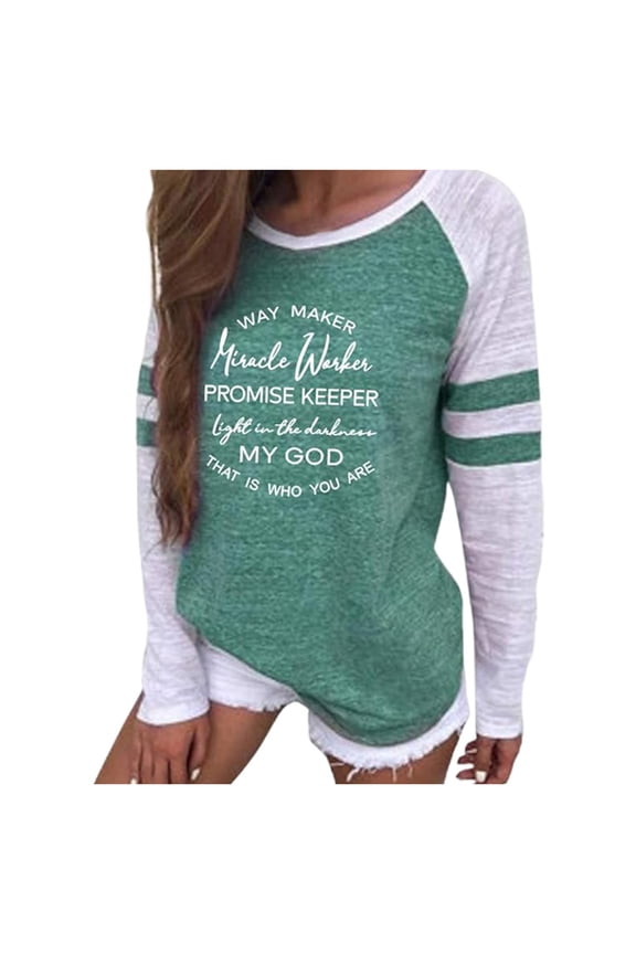 Womens Religious Slogan T Shirts Crewneck Long Raglan Sleeve Faith Graphic Casual Baseball Tee Tops