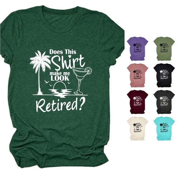 Trendfront Womens Retirement T Shirt Tropical Palm Tree Quote Print Short Sleeve Crew Neck Retirement Graphic Tees