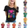 thumbnail image 1 of Trendfront Womens Retro 80s Graphic Tee I Love The 1980s Crewneck Short Sleeve T Shirt Neon Party Casual Summer Tops, 1 of 4
