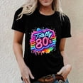thumbnail image 1 of Trendfront Womens Retro 80s Letter Graphic Tops Crewneck Casual Loose Fit Short Sleeve Tee Trendy Fashion T-Shirts Pullover Daily Wear, 1 of 3
