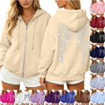 thumbnail image 1 of Trendfront Womens Rhinestone Angel Wings Graphic Hoodies Full Zip Long Sleeve Sparkle Back Print Casual Fall Jacket Tops, 1 of 6