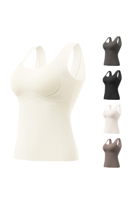 Womens Seamless Shaping Camisole Built In Cups Wide Straps Tummy Control Body Shaper Smoothing Tank Top Compression Underwear