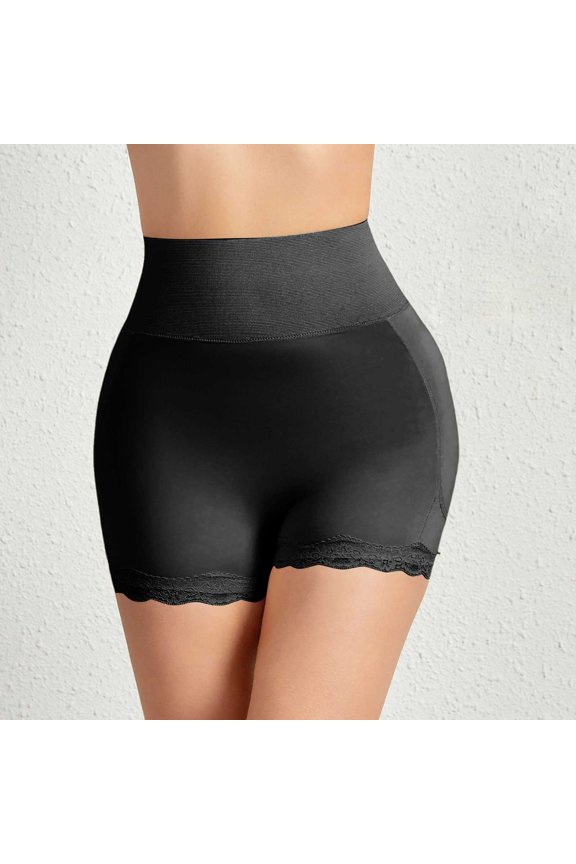 Womens Shapewear Shorts High Waisted Mid Thigh Tummy Control Body Shaper Lace Leg Opening Smoothing Compression Underwear