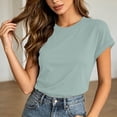 thumbnail image 1 of Trendfront Womens Short Sleeve Crewneck T Shirts Plain Solid Color Basic Tee Minimalist Slim Fit Sleeve Summer Casual Layering Tops, 1 of 3
