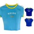 thumbnail image 1 of Trendfront Womens Sierra Leone Letter Print Tee Raglan Short Sleeve Flag Graphic Summer Top Casual Sporty Activewear Crew Neck Raglan Shirt, 1 of 3