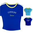 thumbnail image 1 of Trendfront Womens Sierra Leone Letter Print Tee Raglan Short Sleeve Flag Graphic Summer Top Casual Sporty Activewear Crew Neck Raglan Shirt, 1 of 3
